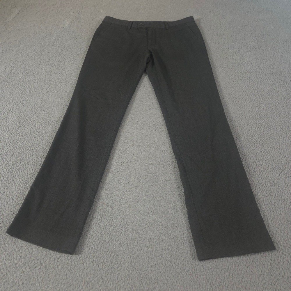 Zara Pants Mens 32x32 Grey Basic Straight Leg Stretch Flat Front Trousers Office